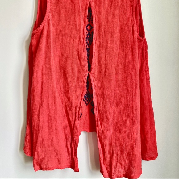 Ecote Boho XS Embroidered Open Back Tank Top - Picture 7 of 11